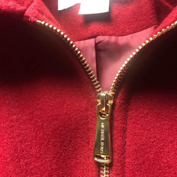 Michael Kors Red Gold Zipper Pea Coat Sz 2p - Picture 6 of 10
